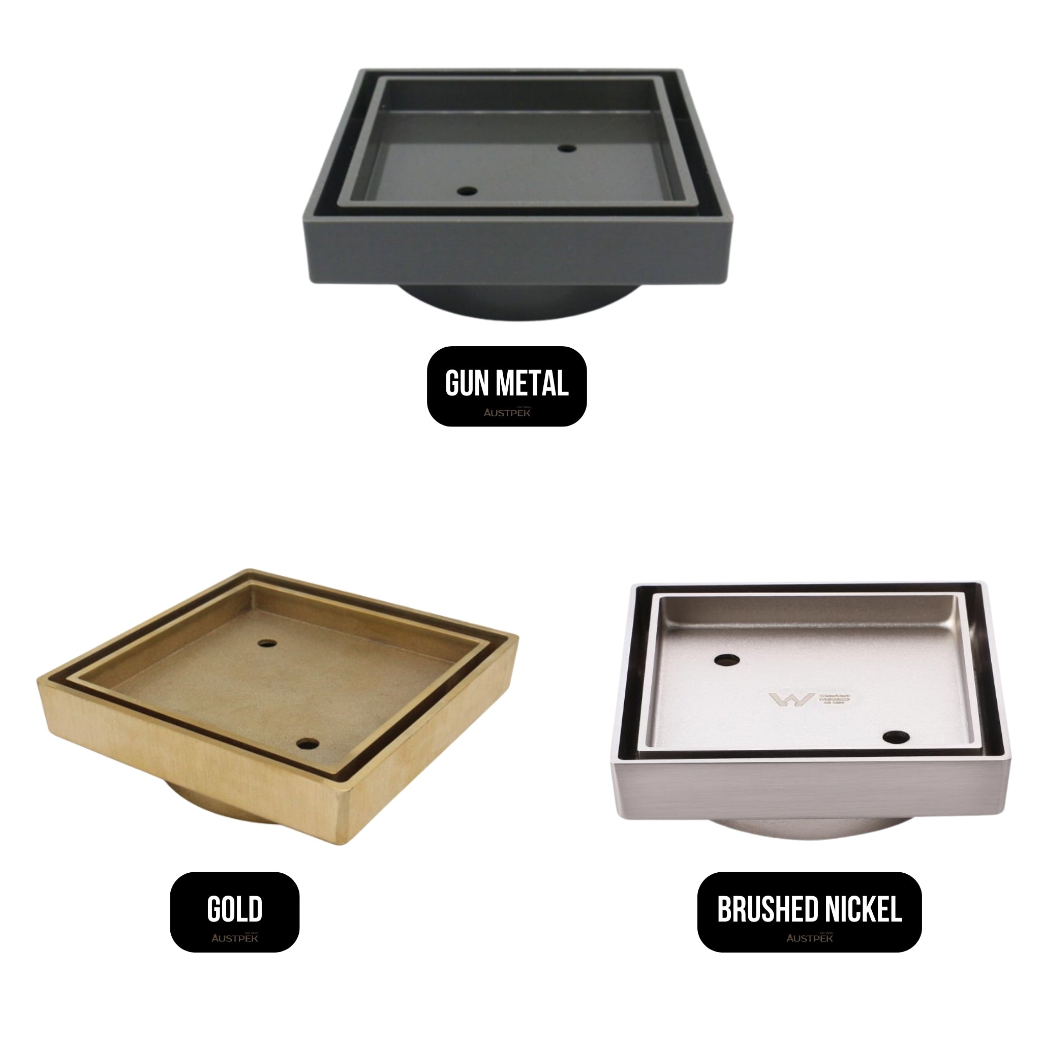 AQUAPERLA TILE INSERT DRAIN 115MM BRUSHED NICKEL
