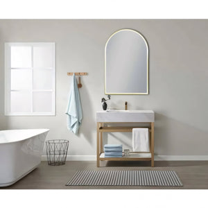 AQUAPERLA ARCH FRAMED LED MIRROR BRUSHED GOLD 600X900MM