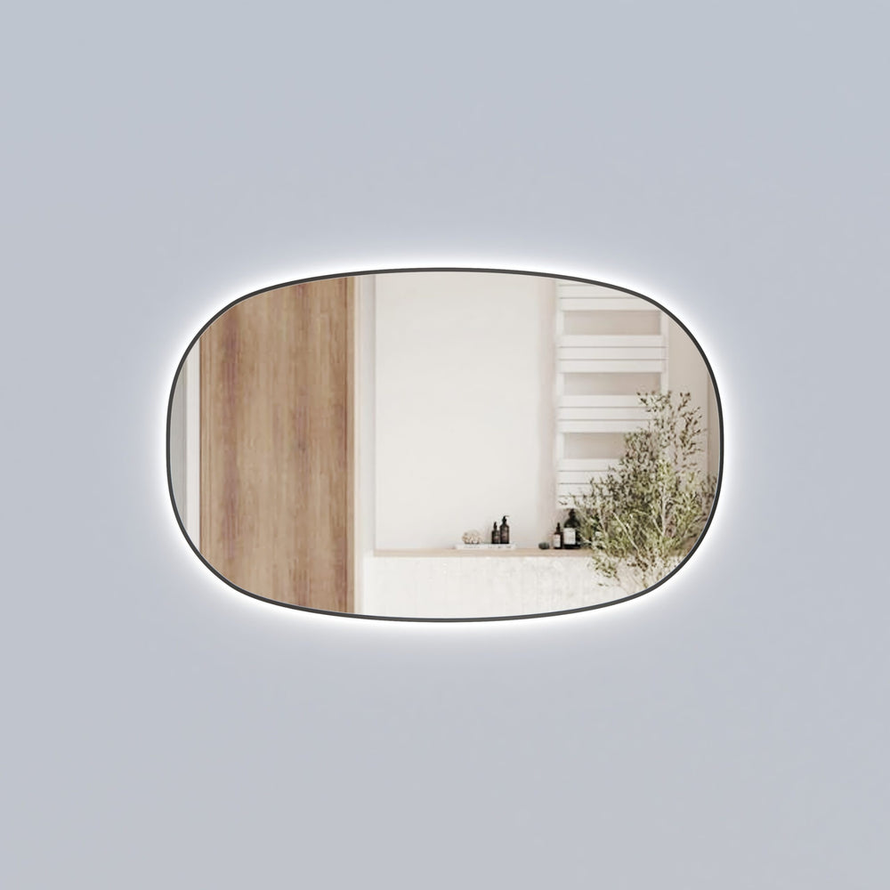 AULIC VALMONT HORIZONTAL FRAMED LED MIRROR GUN METAL 1100X700MM