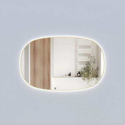 AULIC VALMONT HORIZONTAL FRAMED LED MIRROR BRUSHED GOLD 1400X900MM