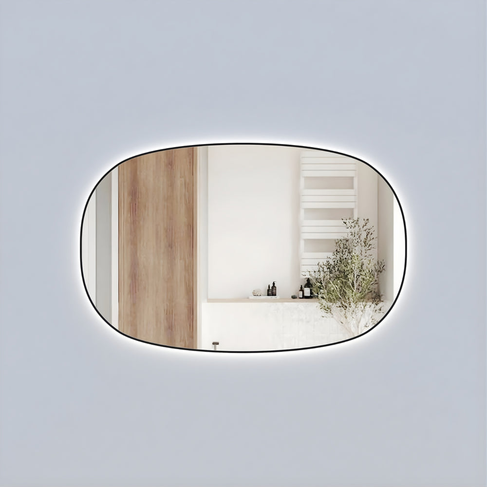 AULIC VALMONT HORIZONTAL FRAMED LED MIRROR MATTE BLACK 1400X900MM