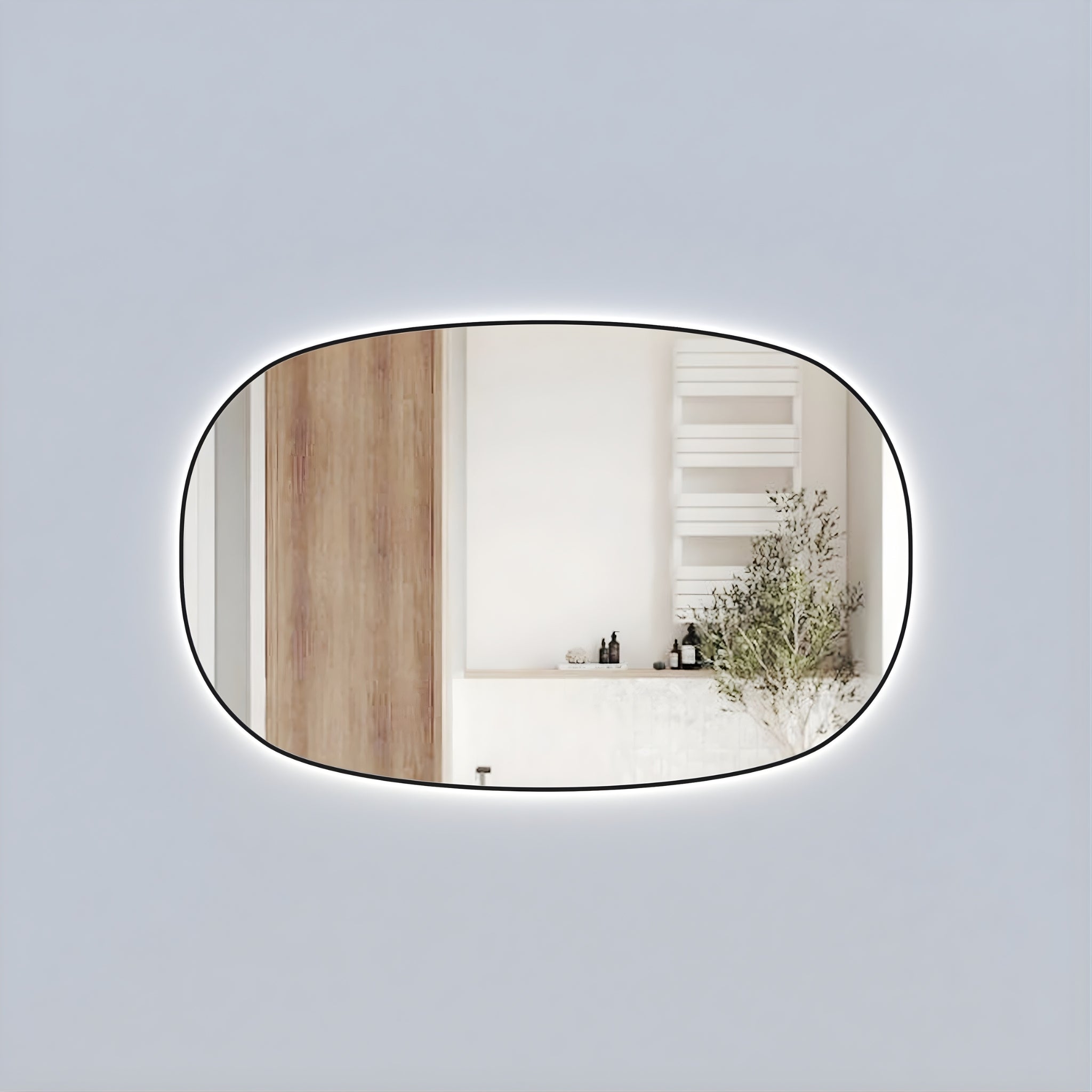 AULIC VALMONT HORIZONTAL FRAMED LED MIRROR MATTE BLACK 1400X900MM
