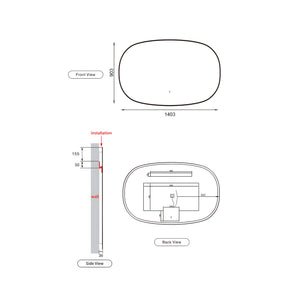 AULIC VALMONT HORIZONTAL FRAMED LED MIRROR MATTE WHITE 1400X900MM