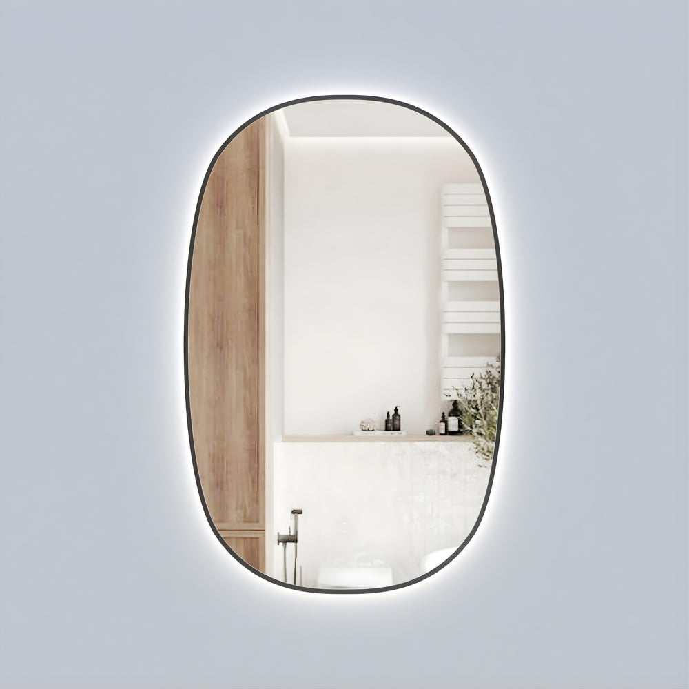 AULIC VALMONT VERTICAL FRAMED LED MIRROR GUN METAL 580X900MM