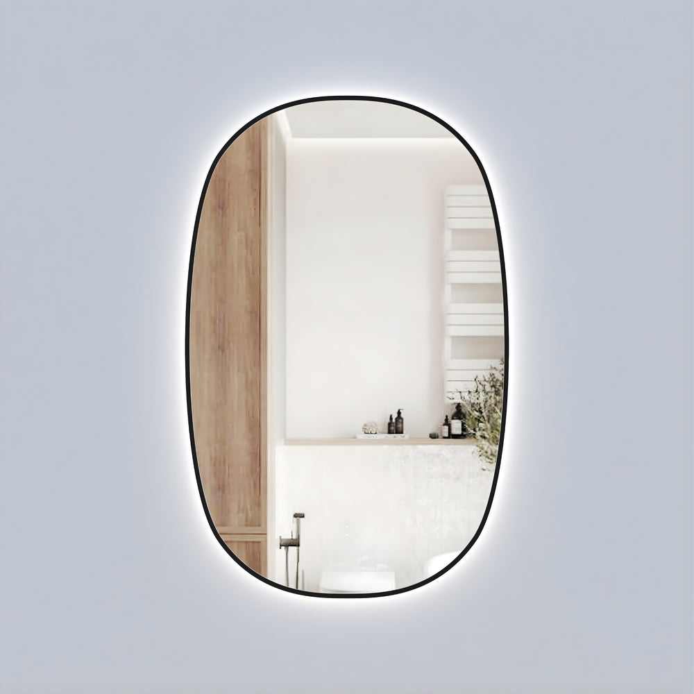 AULIC VALMONT VERTICAL FRAMED LED MIRROR MATTE BLACK 580X900MM