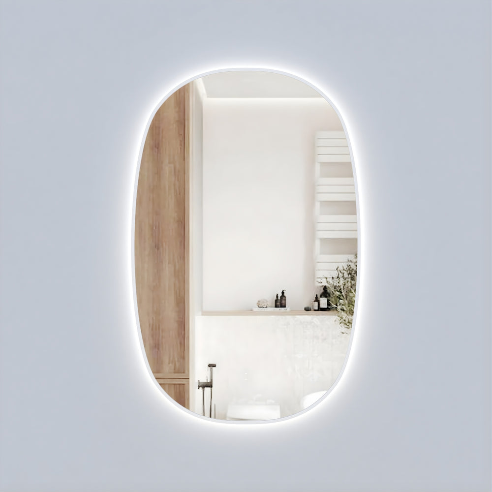 AULIC VALMONT VERTICAL FRAMED LED MIRROR MATTE WHITE 580X900MM