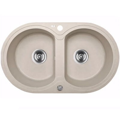 AQUAPERLA LAVEO UNDERMOUNT DOUBLE BOWL SINK GREY GRANITE 470MM
