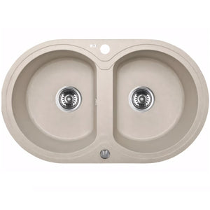 AQUAPERLA LAVEO UNDERMOUNT DOUBLE BOWL SINK BEIGE GRANITE 470MM