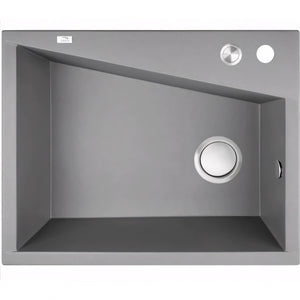 AQUAPERLA UNDERMOUNT SINGLE BOWL SINK GREY GRANITE 480MM