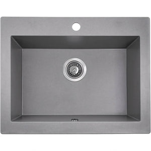 AQUAPERLA LAVEO UNDERMOUNT SINGLE BOWL SINK GREY GRANITE 490MM