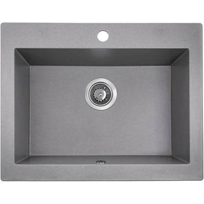 AQUAPERLA LAVEO UNDERMOUNT SINGLE BOWL SINK GREY GRANITE 490MM