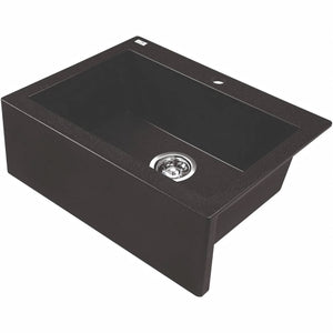 AQUAPERLA  LAVEO UNDERMOUNT SINGLE BOWL SINK BLACK GRANITE 490MM