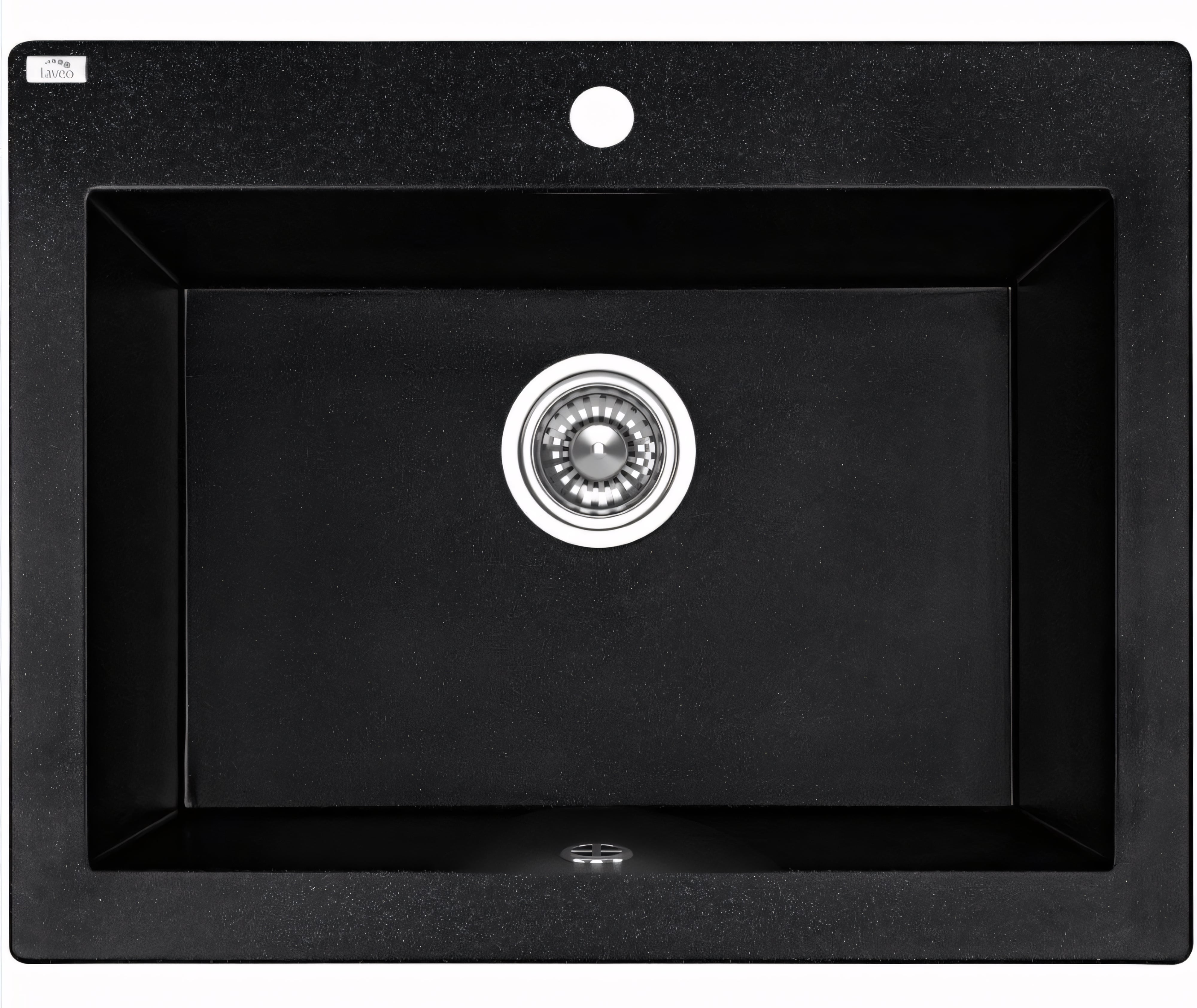 AQUAPERLA LAVEO UNDERMOUNT SINGLE BOWL SINK BLACK GRANITE 490MM