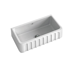 CHAMBORD LOUIS LARGE SINGLE BOWL FIRECLAY KITCHEN SINK WHITE 795MM