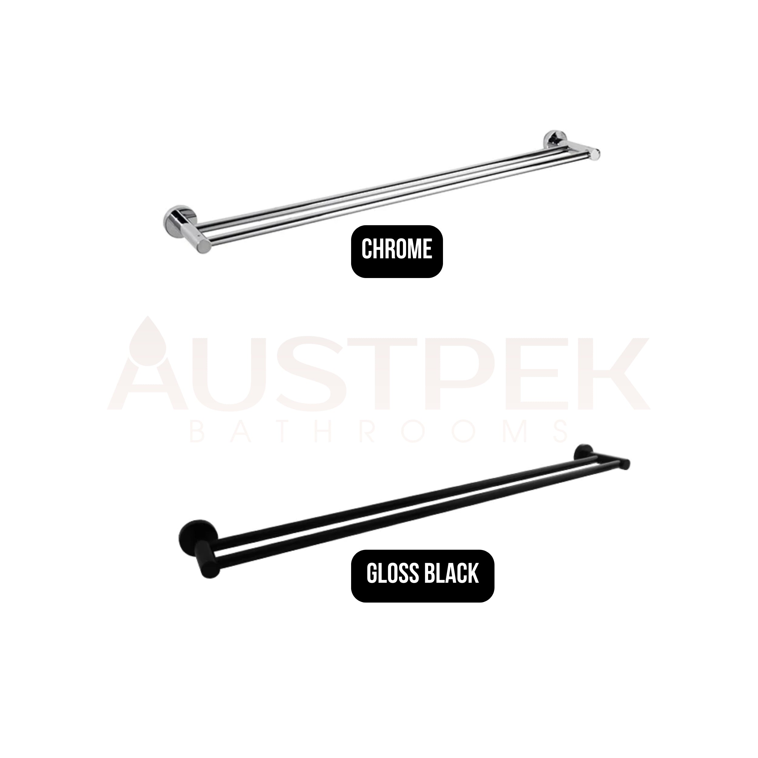 LINKWARE LOUI DOUBLE NON-HEATED TOWEL RAIL 790MM GLOSS BLACK