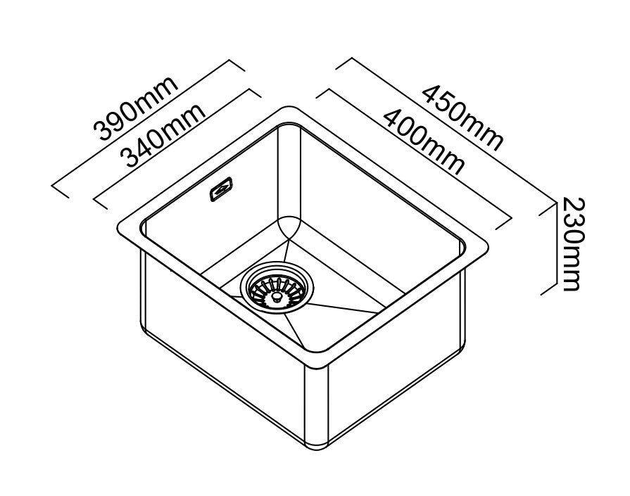 SCHOCK SINGLE BOWL LAUNDRY SINK STAINLESS STEEL 390MM