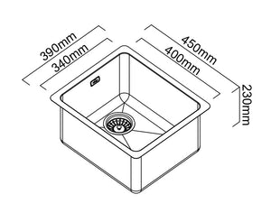 SCHOCK SINGLE BOWL LAUNDRY SINK STAINLESS STEEL 390MM