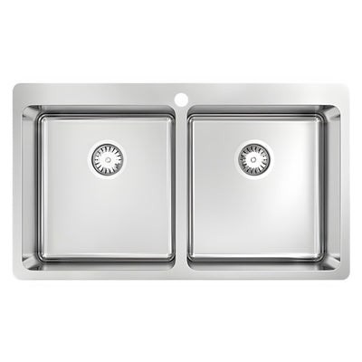 SCHOCK THE DOUBLE LEICHARDT DOUBLE BOWL LAUNDRY SINK STAINLESS STEEL 860MM