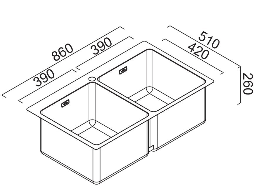ABEY THE DOUBLE LEICHARDT DOUBLE BOWL LAUNDRY SINK STAINLESS STEEL 860MM