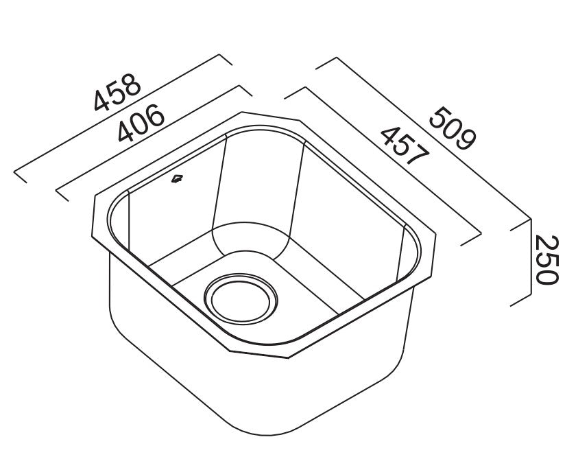 ABEY LEICHARDT UNDERMOUNT SKINNY SINGLE BOWL LAUNDRY SINK STAINLESS STEEL 458MM