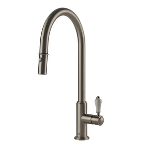 TURNER HASTINGS LUDLOW PULL OUT SINK MIXER 418MM BRUSHED NICKEL (CERAMIC HANDLE)