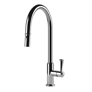 TURNER HASTINGS LUDLOW PULL OUT SINK MIXER WITH METAL LEVER HANDLE 418MM CHROME
