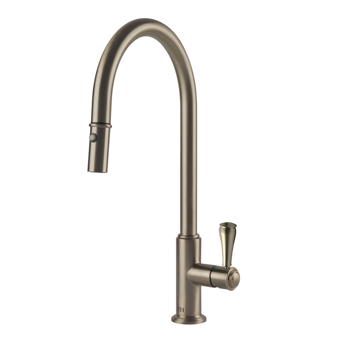 TURNER HASTINGS LUDLOW PULL OUT SINK MIXER WITH METAL LEVER HANDLE 418MM BRUSHED NICKEL