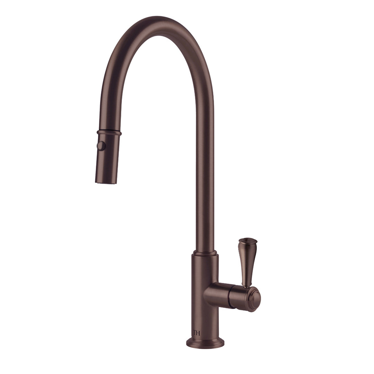 TURNER HASTINGS LUDLOW PULL OUT SINK MIXER WITH METAL LEVER HANDLE 418MM ENGLISH BRONZE