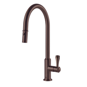 TURNER HASTINGS LUDLOW PULL OUT SINK MIXER WITH METAL LEVER HANDLE 418MM ENGLISH BRONZE