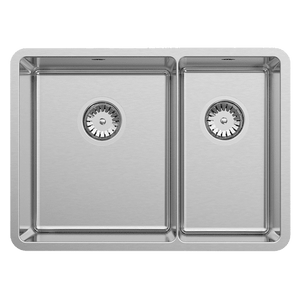 SCHOCK LUCIA 1 & 1/3 DOUBLE BOWL KITCHEN SINK STAINLESS STEEL 608MM