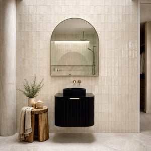 LUKKA AGENA MODERN MATTE BLACK 600MM SINGLE BOWL WALL HUNG VANITY