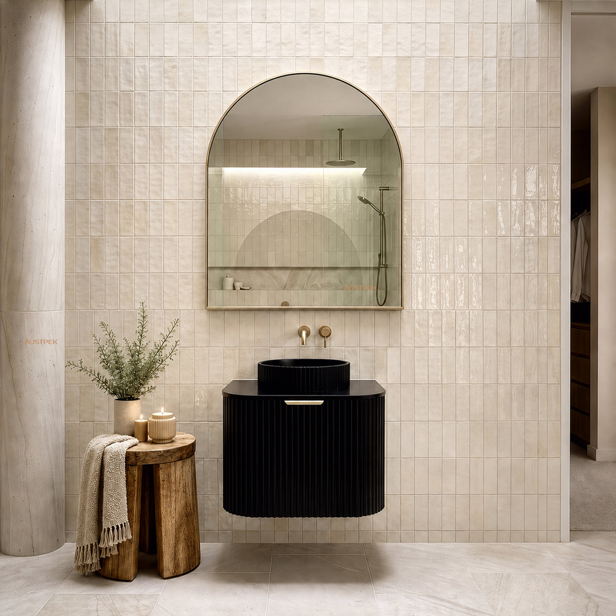 LUKKA AGENA MODERN MATTE BLACK 600MM SINGLE BOWL WALL HUNG VANITY