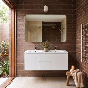LUKKA ALPHA GLOSS WHITE 1200MM DOUBLE BOWL WALL HUNG VANITY