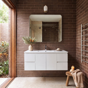 LUKKA ALPHA GLOSS WHITE 1200MM SINGLE BOWL WALL HUNG VANITY