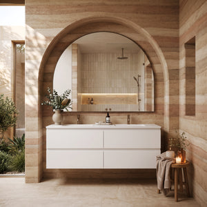 LUKKA ALPHA GLOSS WHITE 1500MM DOUBLE BOWL WALL HUNG VANITY
