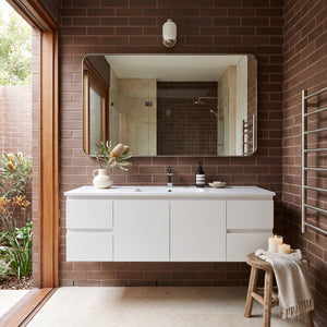 LUKKA ALPHA GLOSS WHITE 1500MM SINGLE BOWL WALL HUNG VANITY