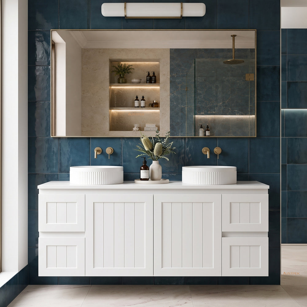 LUKKA ARCHILL FEDERATION MATTE WHITE 1500MM DOUBLE BOWL WALL HUNG VANITY