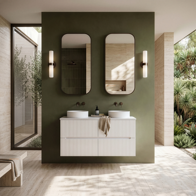 LUKKA CABARITA MODERN MATTE WHITE 1200MM DOUBLE BOWL WALL HUNG VANITY