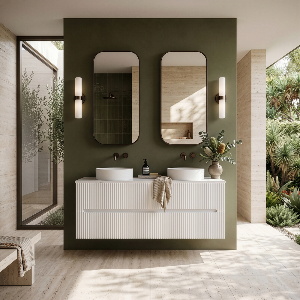 LUKKA CABARITA MODERN MATTE WHITE 1500MM DOUBLE BOWL WALL HUNG VANITY