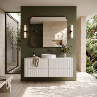 LUKKA CABARITA MODERN MATTE WHITE 1500MM SINGLE BOWL WALL HUNG VANITY