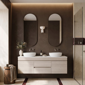 LUKKA CAMDEN MODERN COASTAL OAK 1500MM DOUBLE BOWL WALL HUNG VANITY