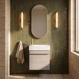 LUKKA CAMDEN MODERN COASTAL OAK 450MM SPACE SAVING SINGLE BOWL WALL HUNG VANITY