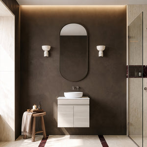 LUKKA CAMDEN MODERN COASTAL OAK 600MM SINGLE BOWL WALL HUNG VANITY