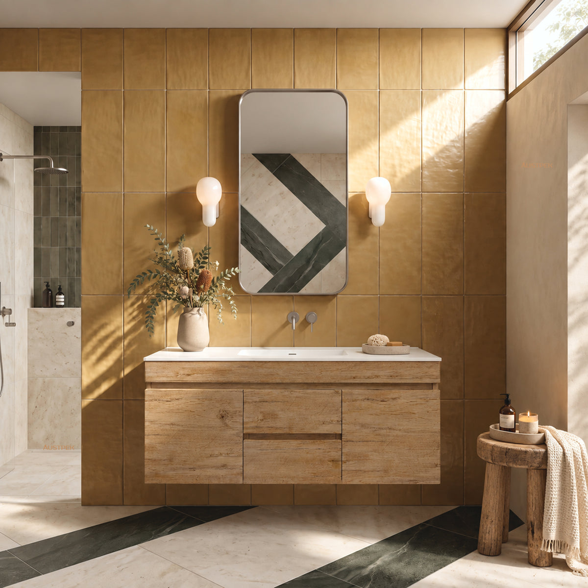 LUKKA CAMDEN MODERN PRIME OAK 1200MM SINGLE BOWL WALL HUNG VANITY
