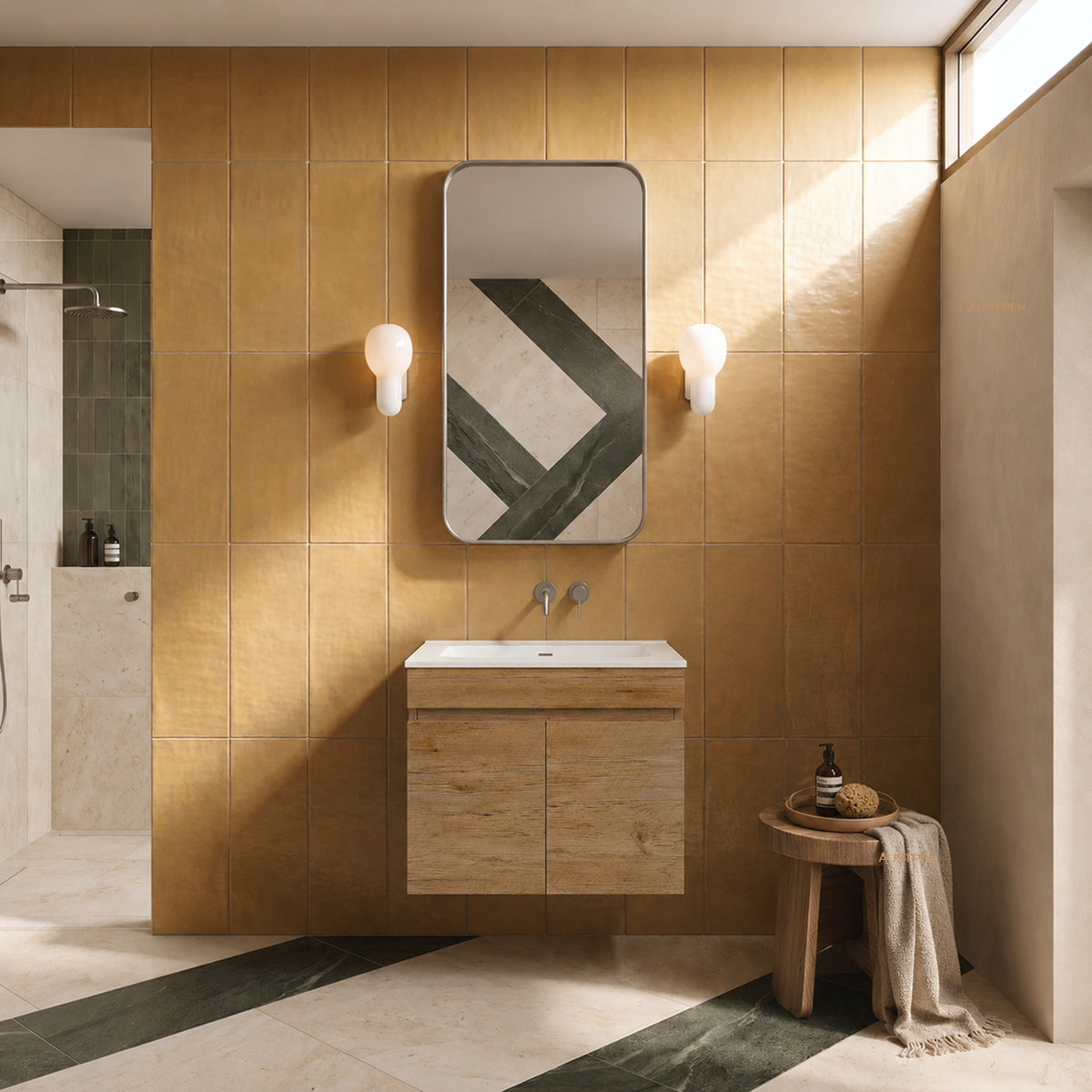 LUKKA CAMDEN MODERN PRIME OAK 600MM SINGLE BOWL WALL HUNG VANITY
