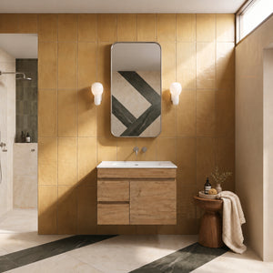 LUKKA CAMDEN MODERN PRIME OAK 750MM SINGLE BOWL WALL HUNG VANITY (AVAILABLE IN LEFT AND RIGHT HAND DRAWER)