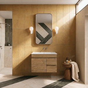 LUKKA CAMDEN MODERN PRIME OAK 750MM SINGLE BOWL WALL HUNG VANITY (AVAILABLE IN LEFT AND RIGHT HAND DRAWER)