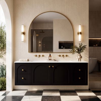 LUKKA CHESTER FEDERATION MATTE BLACK 1500MM DOUBLE BOWL WALL HUNG VANITY