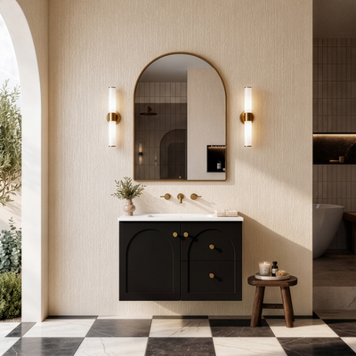 LUKKA CHESTER FEDERATION MATTE BLACK 750MM SINGLE BOWL WALL HUNG VANITY (AVAILABLE IN LEFT HAND DRAWER AND RIGHT HAND DRAWER)