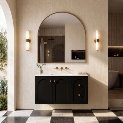 LUKKA CHESTER FEDERATION MATTE BLACK 900MM SINGLE BOWL WALL HUNG VANITY (AVAILABLE IN LEFT HAND DRAWER AND RIGHT HAND DRAWER)